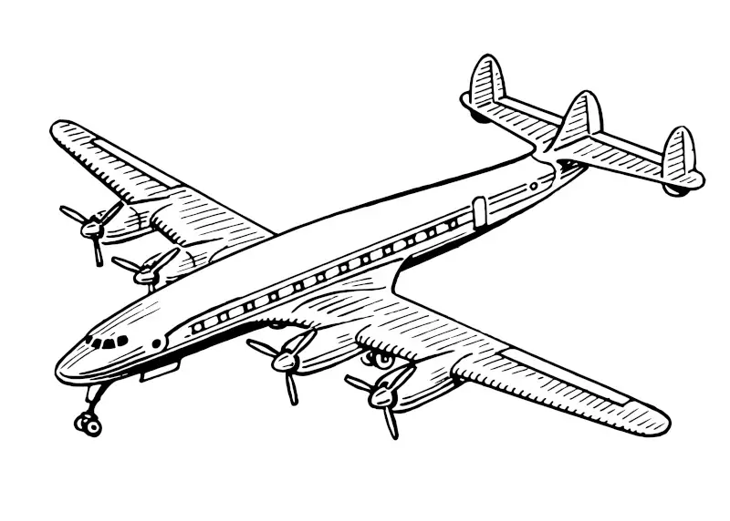 Airplane Vintage Line Drawing
